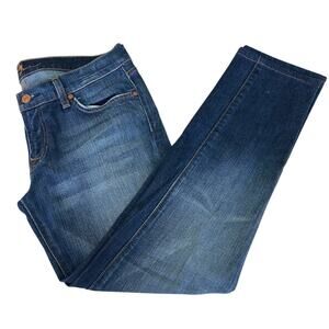 7 For All Mankind Roxanne Mid Rise Slim Leg Ankle Jean Dark Rinse Blue Size 30